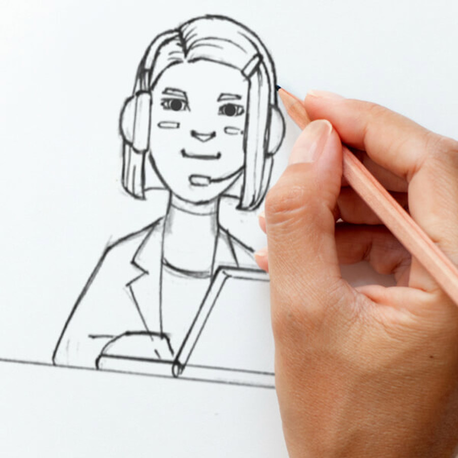 Persons hand drawing ‘Holly - The Rental Helper.’