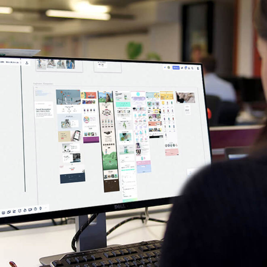 Photo of computer screen displaying Design inspiration was pulled from wellness blogs, pharmaceutical brands