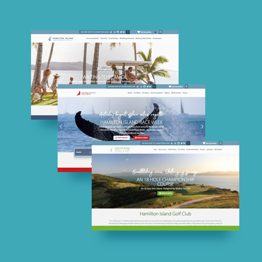 Screenshots of Kentico platform for Hamilton Island
