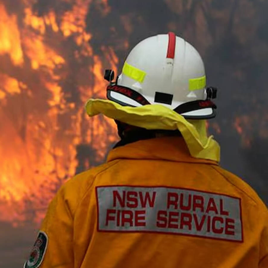 A photograph of a NSW Rural Fire Service fireman