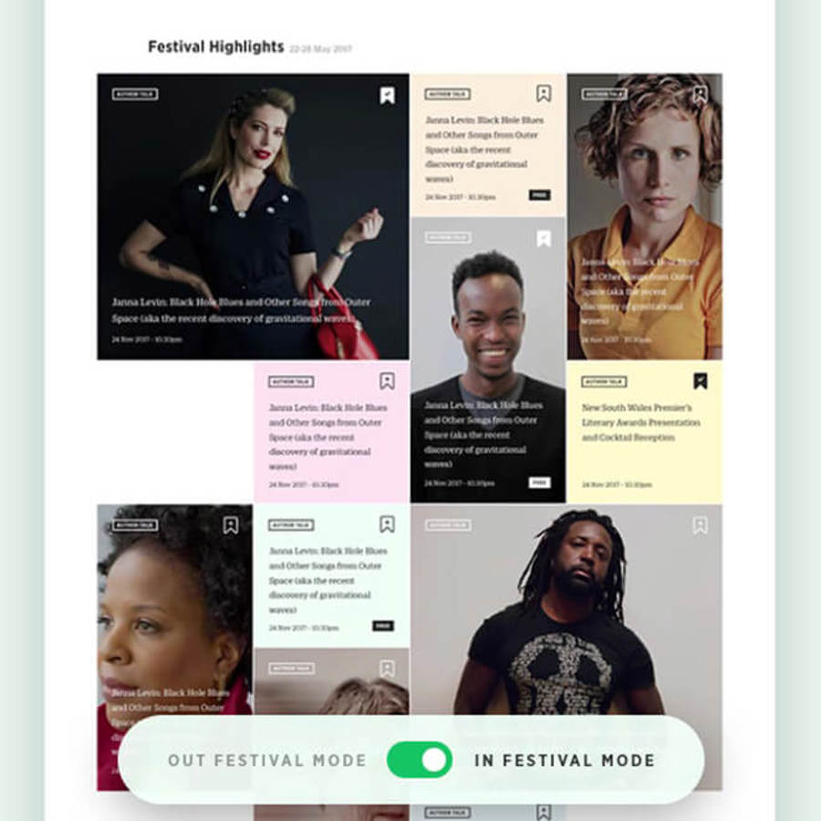 Image showing Sydney Writes Festival events calendar with different modes