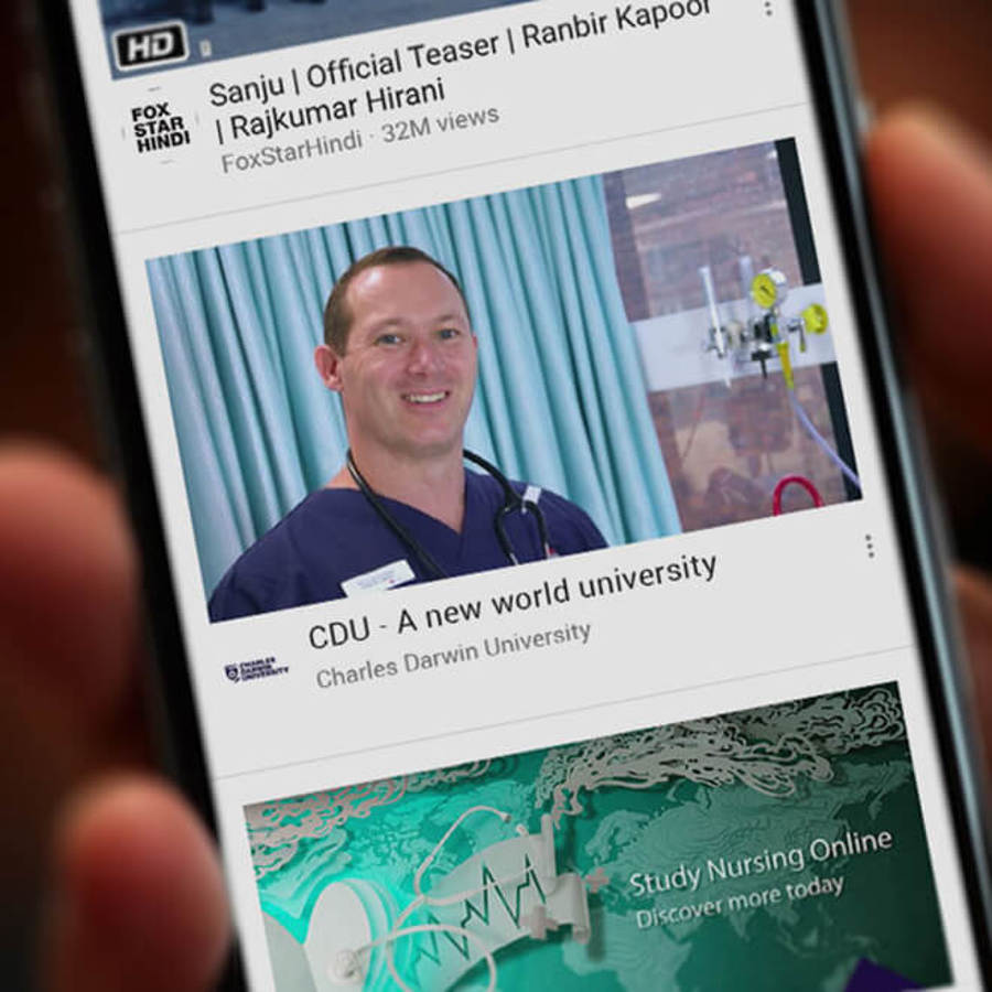 Screenshot of partial view of Charles Darwin University news on mobile device