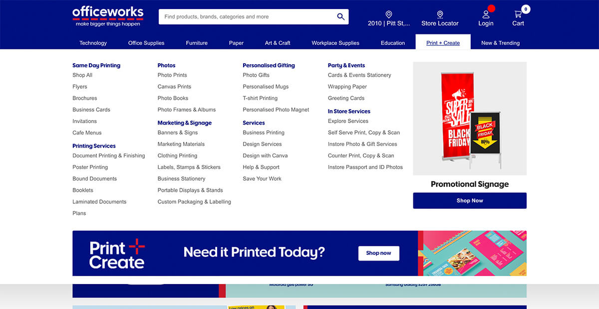 Example of cluttered website design