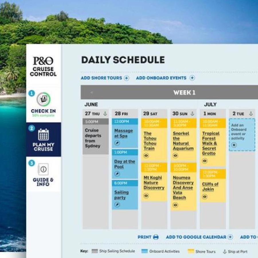 Image showing P&O daily schedule to build excitement