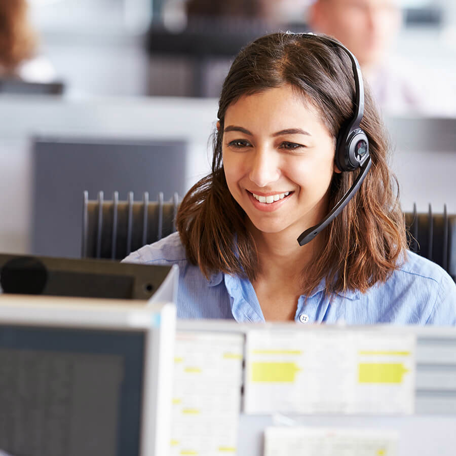 Customer service representative helping a customer at Essential Energy