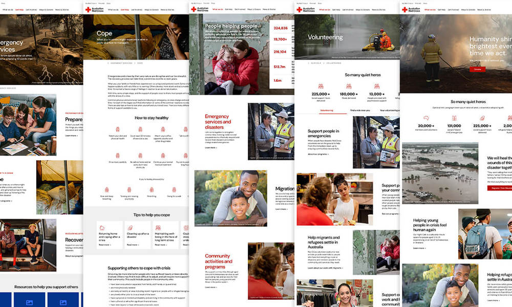 A series of page templates created for the Australian Red Cross