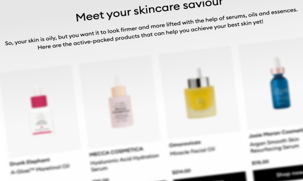 Mecca's online beauty quiz smarter and the recommendations through AI for hyper-personalisation.