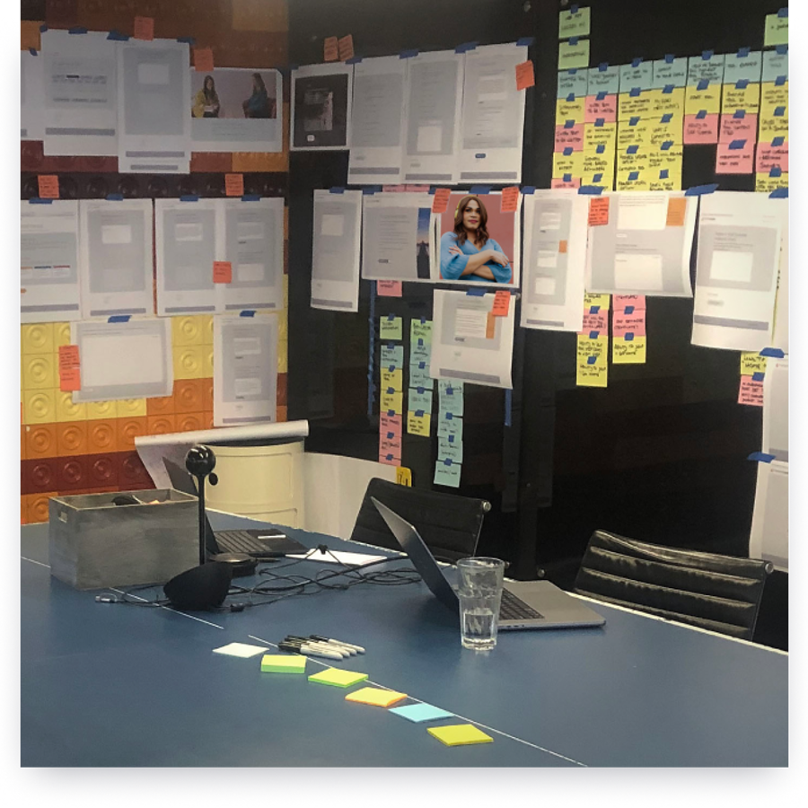 Coloured post-it notes from a content mapping session workshop between Deepend and QPT.