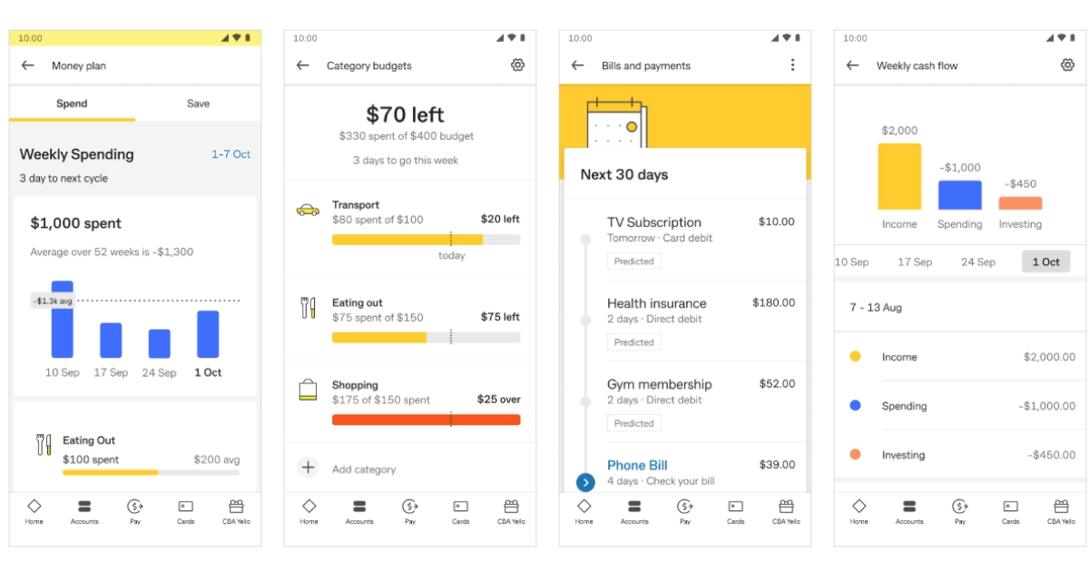 Commonwealth bank app interface displayed on a smartphone, highlighting hyper-personalisation through AI-powered insights.