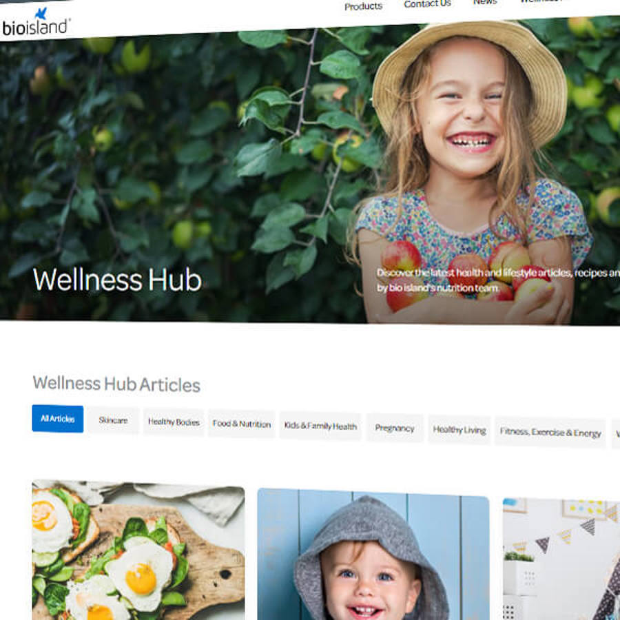 Screenshot of Wellness Hub website page for BioIsland