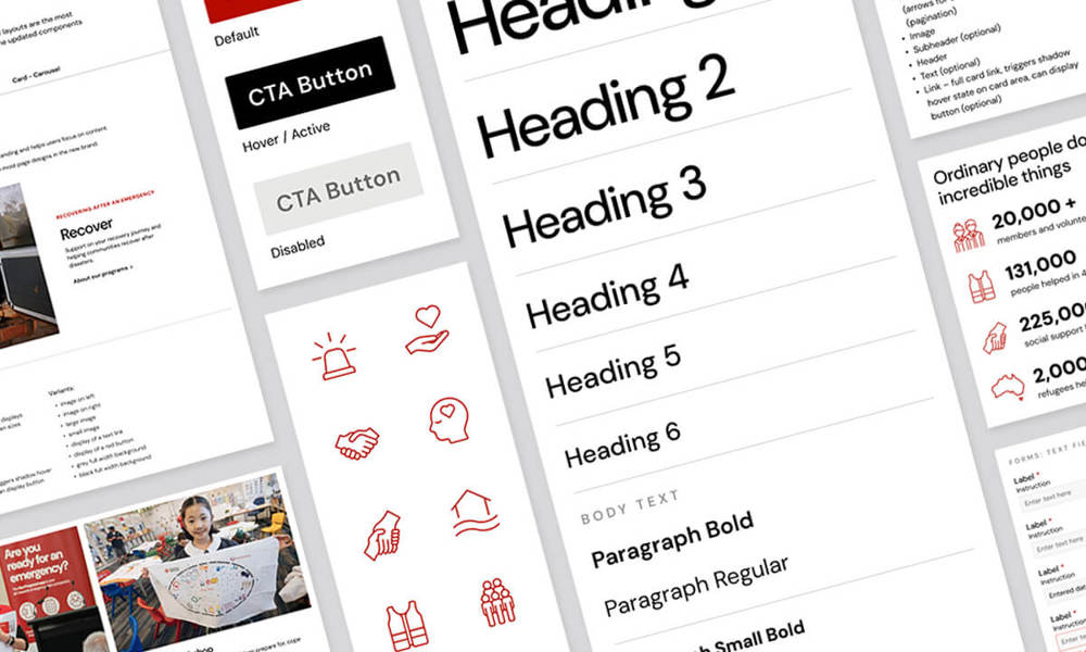 A sample of the brand guidelines created for the Australian Red Cross
